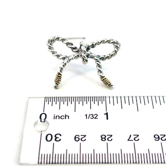 Tiffany & Co Estate Twisted Rope Bow Brooch Pin Silver + 14k Gold 5.8 GR TIF731 - Picture 11 of 12